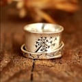 Miniatyrbillede 4 af 5: Kvinder Ring Mælkebøtte Blomster Spinner Vintage Mode Udseende Finger Ring Bryllupsfest smykker US 10