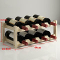 Pikkukuva 2 / 4: Viiniteline Vaakasuuntainen pulloteline, 2 tasoa 8 pullolle Puinen viinipulloteline Mitat 44x22,3x16,5 cm Pulloteline P