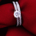 Miniatyrbild 2 av 4: 2st/ set Ring Glänsande Cubic Zirconia Pläterad Silver Romantisk Par Finger Ring För Bröllop US 8