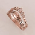 Miniatyrbillede 5 af 5: 1 par Finger Circlet Ensfarvet Romantisk V Form Guirlande Form Matchende Kvinder Circlet Sæt Bryllupsgave Golden US 7