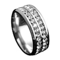 Miniatyrbild 1 av 4: Ring bred bredd Fadeless titan stål dubbla rader strass unisex smycken för bröllopsfest Silver US 7