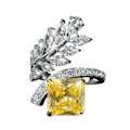 Miniatyrbild 1 av 5: Kvinnor Ring Bladform Justerbar öppning Smycken Modeutseende Utsökt fingerring för bröllop Yellow