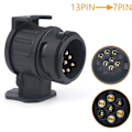 Miniatyrbillede 1 af 5: 13/7 adapter anhængerstik 13 ben til 7 ben stik til bilkobling til traktor, campingvogn, cykelholder
