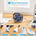 Pikkukuva 5 / 5: USB tuuletin, minituuletin, hiljainen tuuletin, kannettava hiljainen USB tuuletin 3 nopeuden säädettävä USB, USB tuuletin retkeilyyn, toimistoon, urheiluun, matkustamiseen, USB virtalähde (sininen),