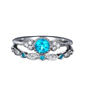 Miniatyrbilde 1 av 3: 2 stk/sett kvinner Cubic Zirconia Innlagt stablebar fingerring bryllupssmykker gave Lake Blue US 5