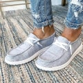 Miniatyrbillede 2 af 2: Dame Plimsoll Casual Comfy Shoes Loafer Grey 43