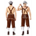 Miniatyrbillede 1 af 4: (skjorte+bukser+hat) Oktoberfest ølmand Lederhosen kostume Halloween Bavarian Carnival Party Deluxe Cosplay Outfit Sæt only Brown Pants XL