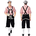 Miniatyrbilde 4 av 5: (Skjorte+bukser+hatt) Oktoberfest ølmann Lederhosen kostyme Halloween Bavarian Carnival Party Deluxe Cosplay antrekkssett B6 pants shirt Hat M
