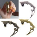 Miniatyrbilde 3 av 4: Retro Punk Gothic Armor Ring Bendable Metal Assassin Scroll Joint Knuckle Metal Full Finger Ringer For Menn Dame Smykker