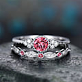 Miniatyrbilde 3 av 5: 2 stk/sett kvinner Cubic Zirconia Innlagt stablebar fingerring bryllupssmykker gave Lake Blue US 10