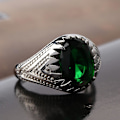 Miniatyrbilde 3 av 4: Mote kul oval smaragdgrønn rhinestone legering fingerring smykkegave for menn US 9