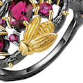 Miniatyrbillede 2 af 4: Gothic Faux Ruby Tree Branch Bee Kvinder Finger Ring Party Banket Smykker Gave US 10