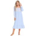 Pikkukuva 4 / 5: Victorian Nightgown puuvillainen Sleepshirt pitkähihainen M Light blue