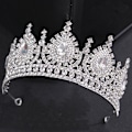 Miniatyrbillede 1 af 5: Legering Rhinestone Crown Point Diamond Halvcirkel pandebånd Bryllupstilbehør White