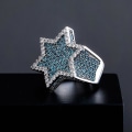 Miniatyrbillede 4 af 5: Ny Hexagon Star Franklin Mint Green Ring til mænd Iced Out Cubic Zircon Micro Paved personlighedsringe Hip Hop smykker Gaver Gold
