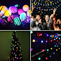 Miniatyrbild 4 av 5: 50LED 7M Solar String Lights utomhus, 8 lägen dimbar dekorationsljus för trädgårdssovrum jul