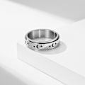 Miniatyrbilde 4 av 5: Giftering Stjerne Måne Roterbar Unisex Rund Match Finger Ring For Dating Golden US 9