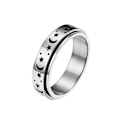 Miniatyrbilde 4 av 5: Giftering Stjerne Måne Roterbar Unisex Rund Match Finger Ring For Dating Rose Gold US 12