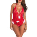 Miniatyrbillede 1 af 3: Jul Sexet Blonde Bodysuit Dame Babydoll Lingeri Red L
