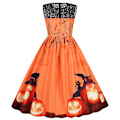 Pikkukuva 2 / 3: Naisten hihaton halloween- print A-linjainen hame L JY15345