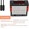 Miniatyrbilde 2 av 3: Etc-974 Digital temperaturkontroller Mikrodatamaskin Termostater Termostat Kjølealarm 220v Ntc Sensor