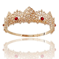 Miniatyrbillede 3 af 5: Bar Performance Crown Ball-dronning Tiara Forslag Matchende smykker Kæreste gave Golden Red