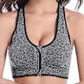 Pikkukuva 3 / 4: Naisten urheilullinen etuvetoketjullinen jooga Push Up pehmustetut rintaliivit Grey M