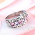 Miniatyrbild 3 av 4: Bröllopsförlovning Bröllopssmycken Färgglada Cubic Zirconia Inläggningar Finger Ring US 6