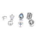 Miniatyrbillede 4 af 5: 7 stk/sæt Kvinder Retro Kunstig Opal Vanddråbe Moon Finger Knuckle Ring smykker