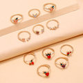 Miniatyrbillede 3 af 5: 11 stk Knuckle Ringe Frugt Rhinestone Kvinder Udsøgte galvanisering Fingerringe Smykker Tilbehør