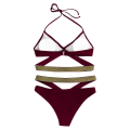 Pikkukuva 2 / 3: Naisten push-up-rintaliivit + lyhyt bikinisetti , uimapuku, uimapuku Wine Red S