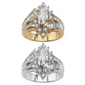 Miniatyrbilde 2 av 3: Kvinner Marquise Cut Cubic Zirconia Engasjement Jubileum Finger Ring smykker Golden US 8