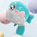Miniatyrbillede 3 af 4: 10-hullers automatisk boblemaskine elektrisk puffer fiskeboble maskine legetøj til børn (cyan fisk),