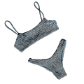 Miniatyrbillede 2 af 3: Kvinder Sommer Crinkle Bikini Sæt Plain Badetøj Badedragt Blue M