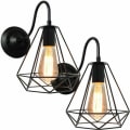 Miniatyrbillede 1 af 5: Pakke Væglampe Diamantform Jern E27 20cm Moderne Industriel Stil til Spisestue Køkken Stue Soveværelse Sort -
