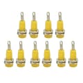 Gul 2 mm Banana Jack Panel Socket Extended Post Plug Adapter för elektroniskt instrument (10st J.40003)