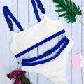 Miniatyrbilde 2 av 3: Dame Push Up Polstret Bandasje Bikini Set Badedrakt White and Blue L