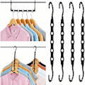 Miniatyrbild 1 av 5: Svart 10 st Simple Style Fem hål Magic Hanger Anslutning Krok Space Storage Hanger för förvaring av kläder, väskor,
