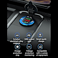 Miniatyrbillede 4 af 5: Rød dobbelt usb port biloplader splitter hurtig opladning til Qc 3.0 med led voltmeter 12v