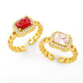 Miniatyrbillede 2 af 5: Ring Vintage Zircon Metallic Element Modesmykker Ac9501 Red