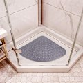 Miniatyrbillede 4 af 5: Grå vifteformet 54cm*54cm brusebad badeværelse gulvmåtte toiletbad husholdnings silikone trædepude,