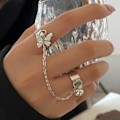 Miniatyrbilde 4 av 5: Kvinner Sirkelsett Åpning Justerbar Legering Rhinestone Bright Luster Knoke Ring Sett Smykker Golden