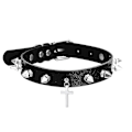 Miniatyrbillede 2 af 5: Cross Choker Halskæde Til Kvinder Piger Goth Spiked Chokers Sort læderkrave Gotiske smykker Modetilbehør pink