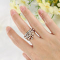 Miniatyrbillede 4 af 5: 2 stk Kvinder Mode Krone Tiara Ring Indlagt Fuldt Rhinestone Legering smykker Gave Silver CN17