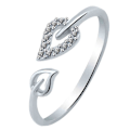 Miniatyrbillede 2 af 5: Unikke justerbare hule hjerte blade Rhinestone åbning finger ring kvinder smykker Golden