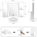 Miniatyrbillede 4 af 5: Makeup spejl med LED lys og berøringsskærm, 1X/2X/3X forstørrelse, 180° justerbar rotation, bordspejlbatte