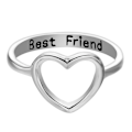 Miniatyrbillede 1 af 5: Kvinder Ring Slidfast Simpelt Design Legering Hul Hjerteform Fingerring til fest Silver US 8