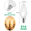 Pikkukuva 2 / 4: 6 kpl E14 Pieni Edison Ruuvi (ses) Halogeenipolttimoa vastaavat led-lamput 40w C37 400lm 3000k lämmin valkoinen