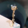 Miniatyrbild 5 av 5: Kvinnor Shining Zircon Snowflake Open-end Ring Retro Circlet Smycken Par Present White Gold