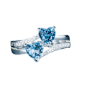 Miniatyrbilde 1 av 5: Kvinner Ring Dobbel Hjerte Glitrende Cubic Zirconia Mote Utseende Finger Band For Party Blue US 8